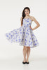 Chloe White and Lavender Floral Midi Dress