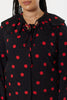 Ruffle Collar Black with Tie Detail