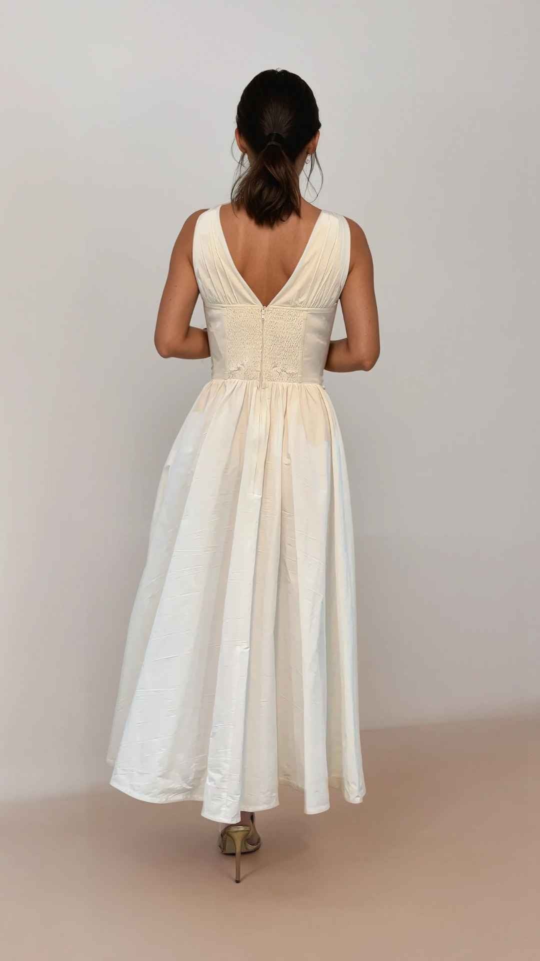 Lysandra V Neck Midi White Dress