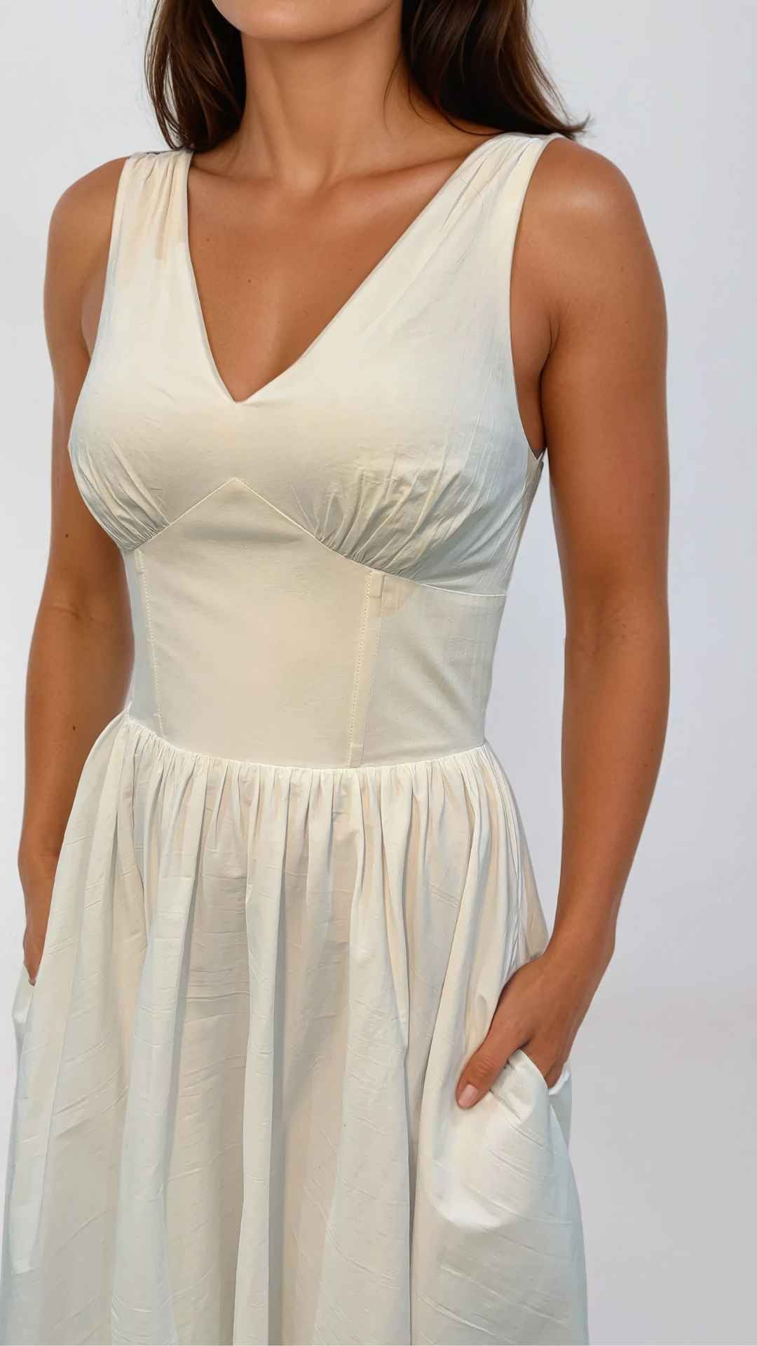 Lysandra V Neck Midi White Dress