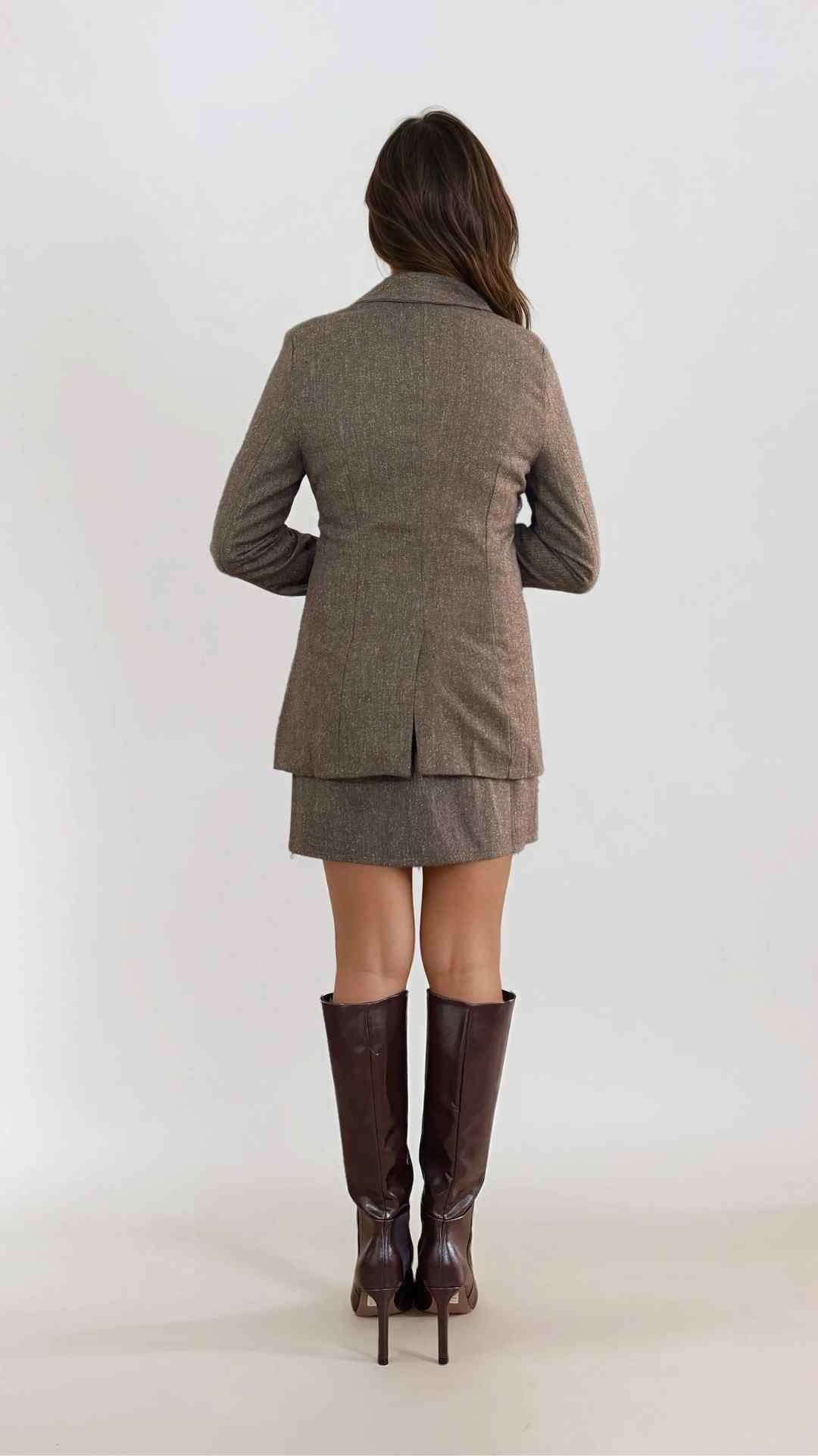 Aarna Chocolate Woollen Blazer