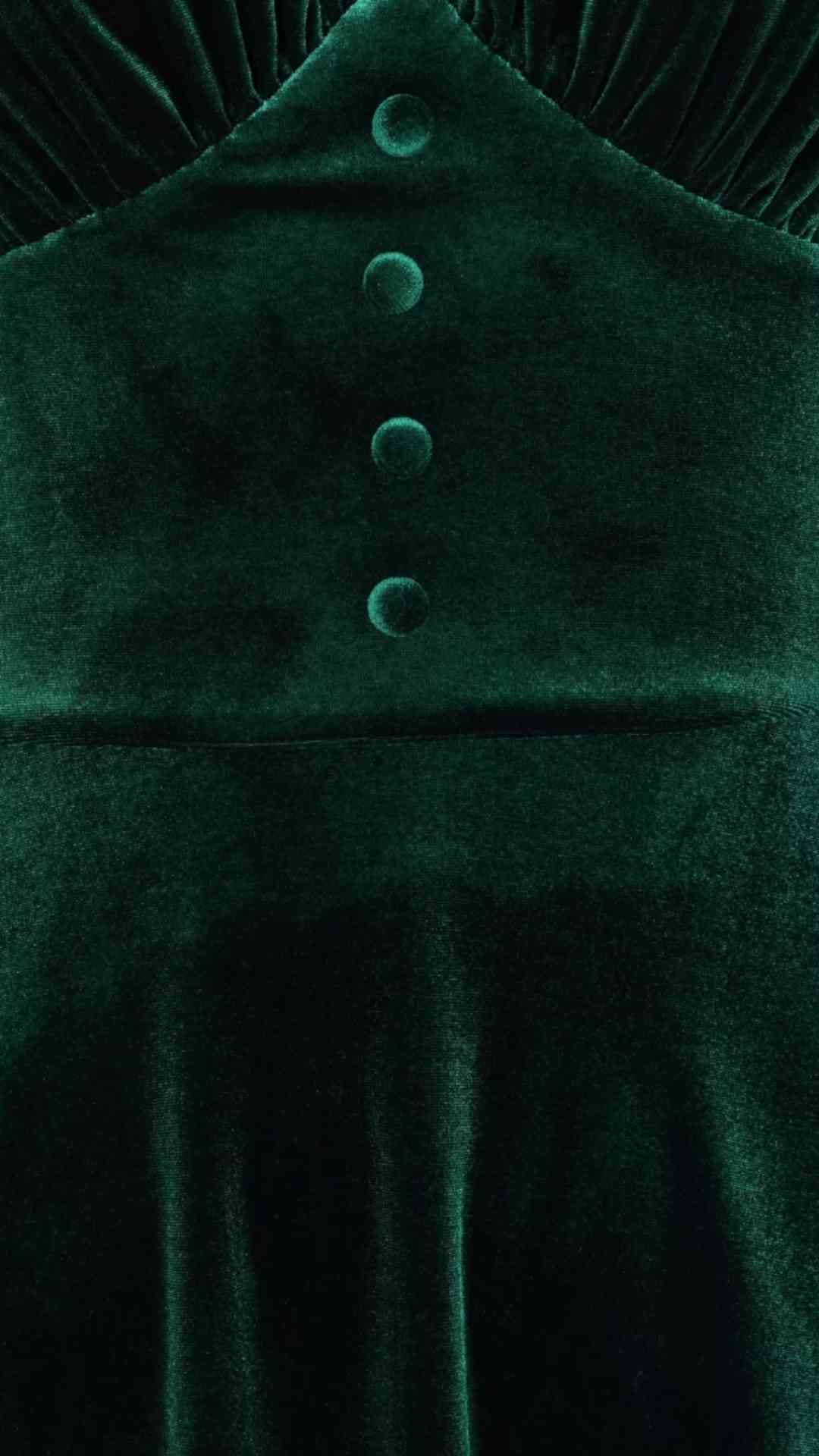 Balia Green Velvet Midi Fit and Flare Swing Dress