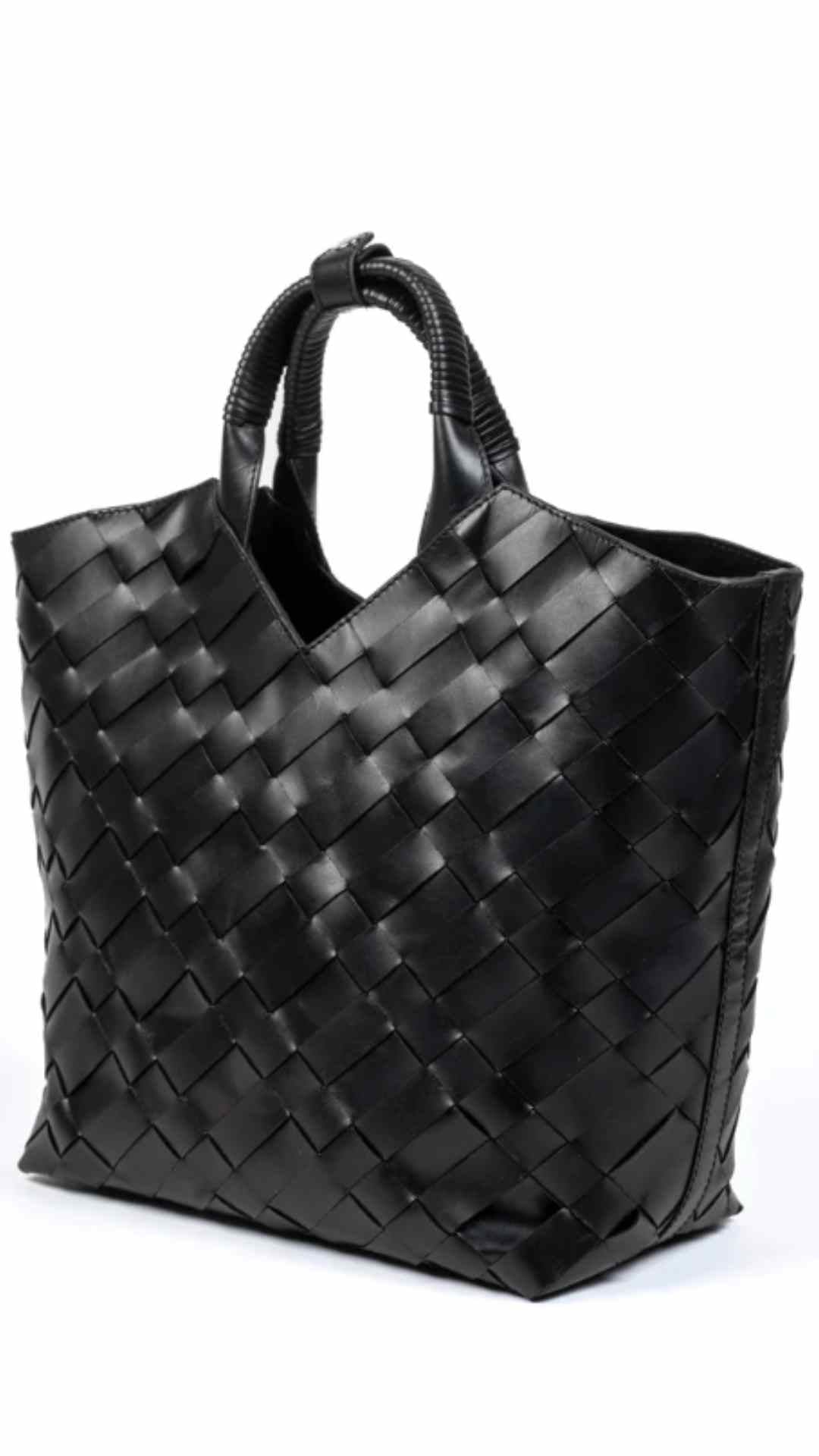 Cabas Black Calf Leather Bag