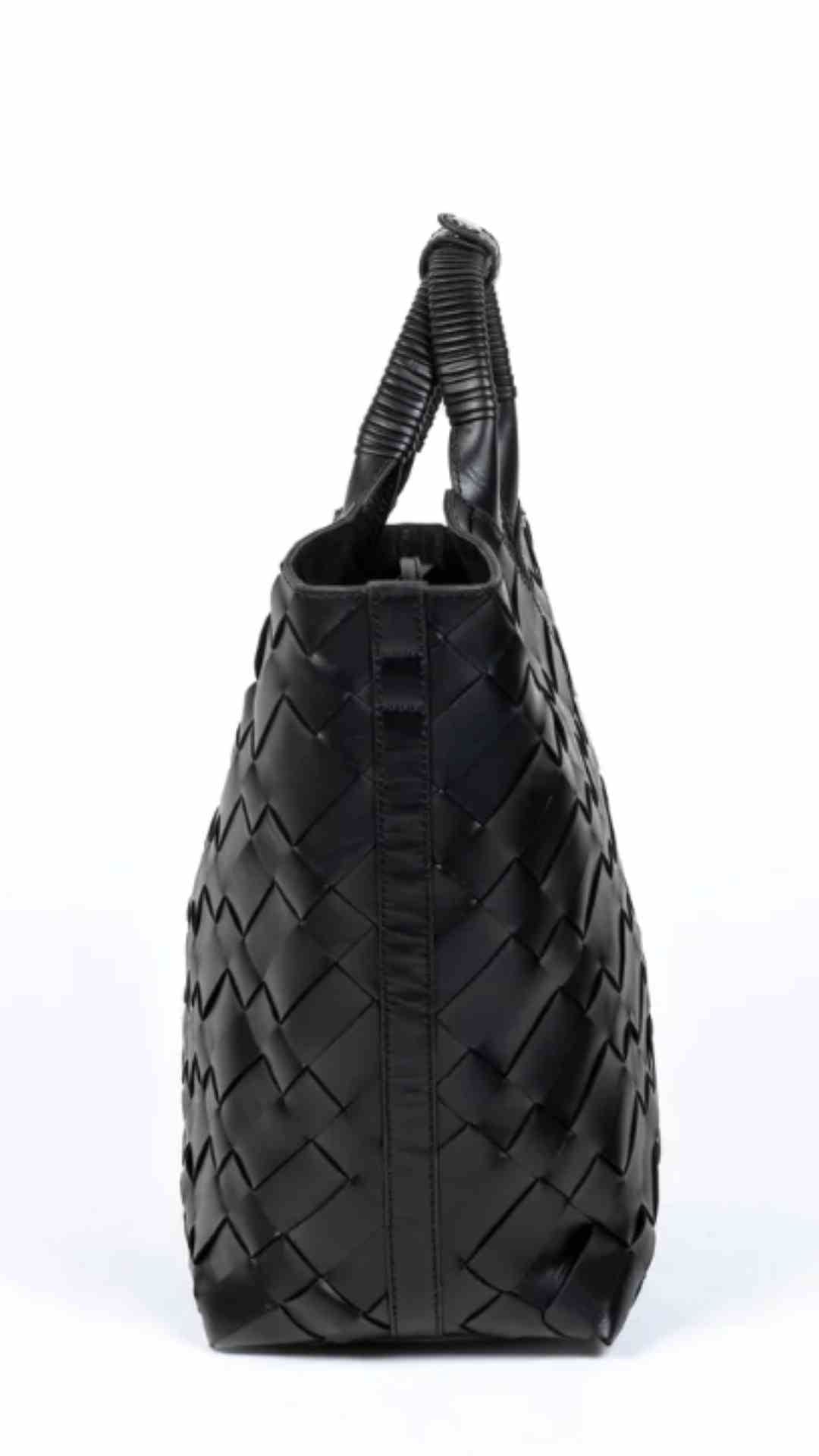 Cabas Black Calf Leather Bag