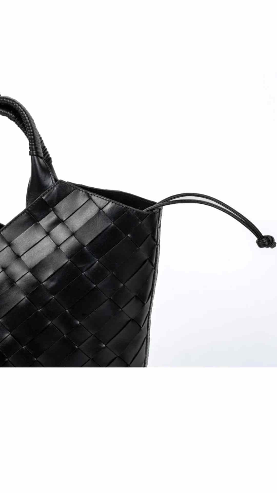Cabas Black Calf Leather Bag