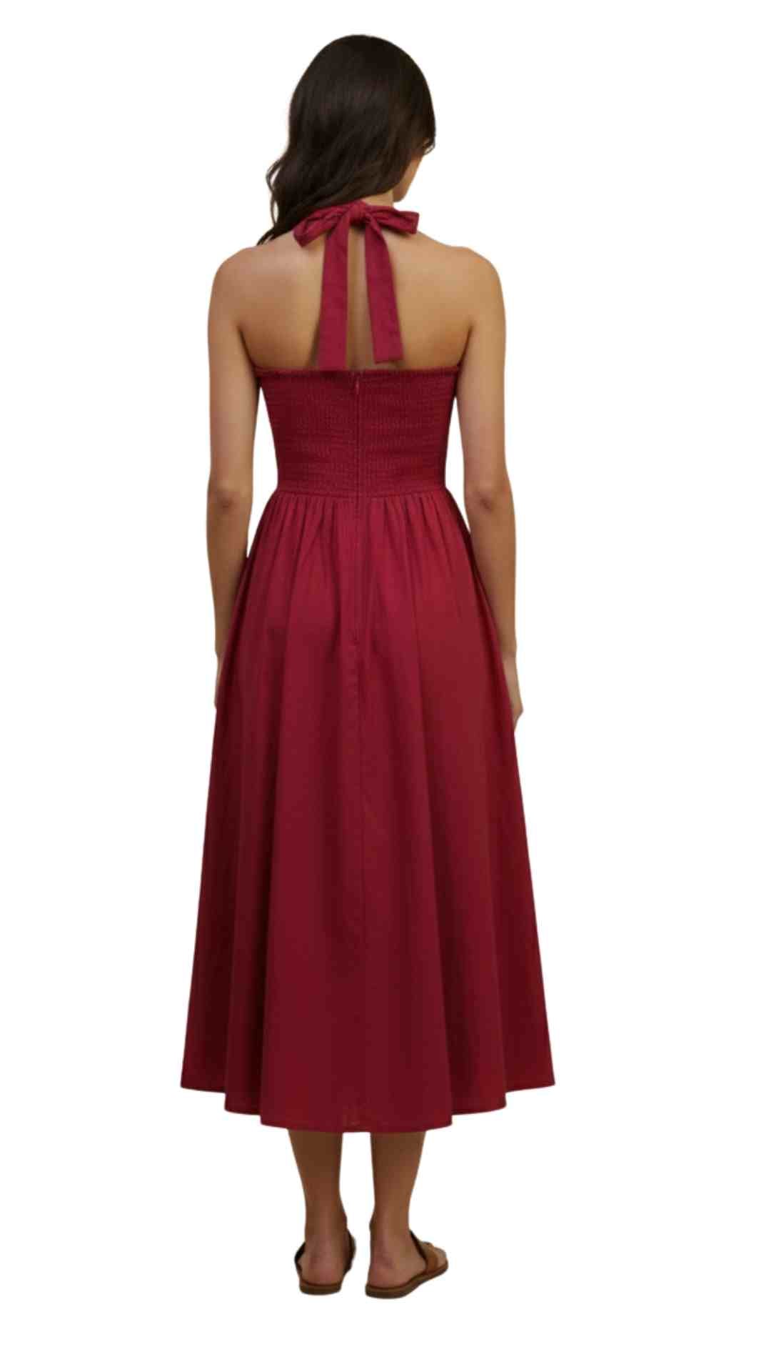 Cosima Midi Halterneck Red Dress