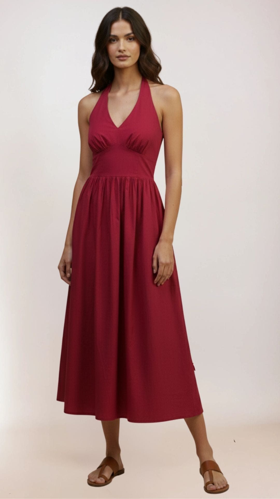 Cosima Midi Halterneck Red Dress