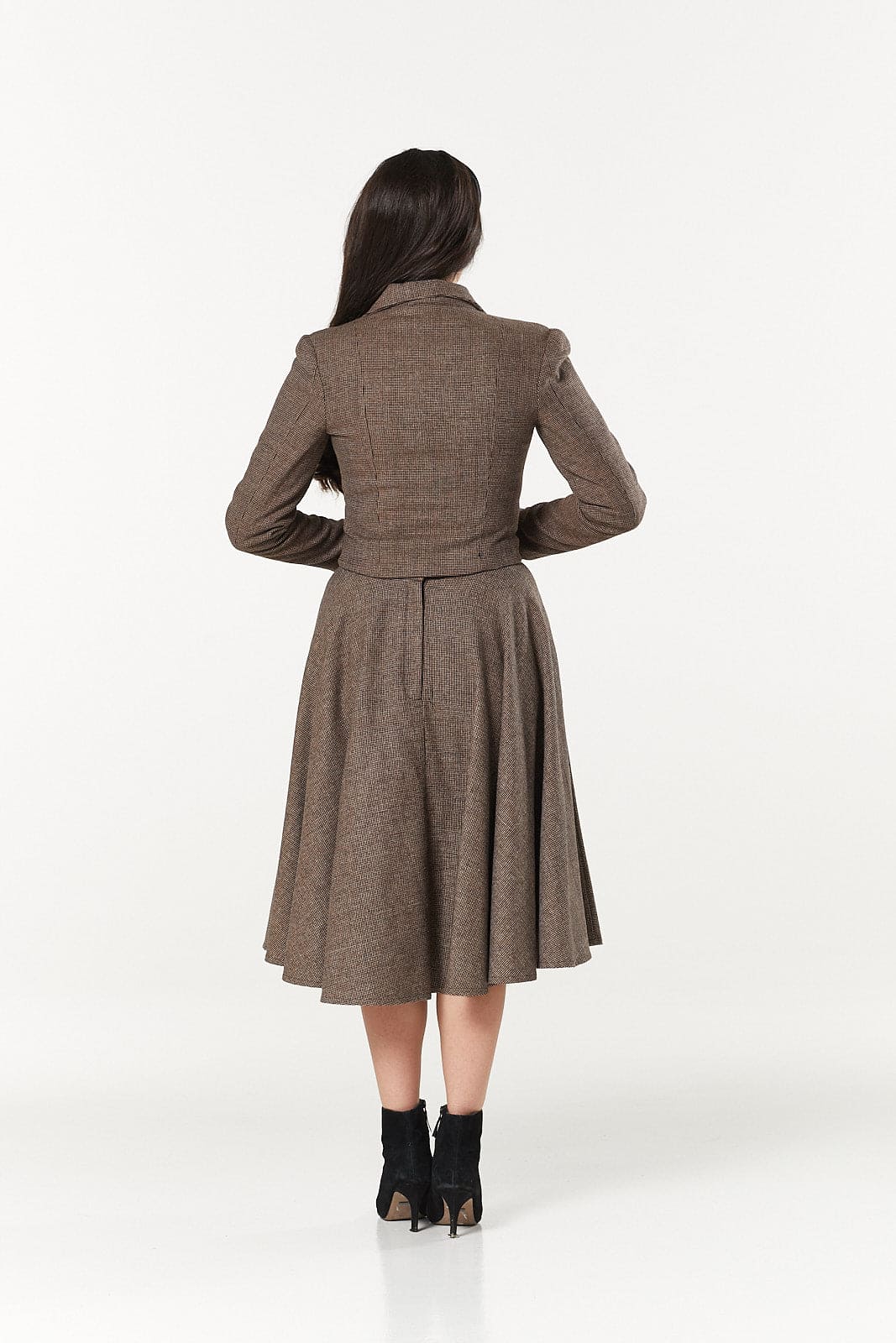 Cropped Brown Double Breasted Woollen Jacket