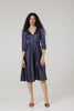 Daphne Midi,Moon and Print Stars Tea Dress in Recycled fabric