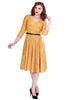 Kacee V Neck,Fit and flare Swing Dress in Musard Plaid Check