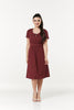 Mavis Midi Burgandy Dress with Peter Pan Collars