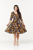 Nikki Wrap, V Neck Fit and Flare Swing Midi Dress