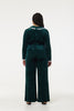 Pixie Festive Wide Leg Velvet Jumpsuit in Green