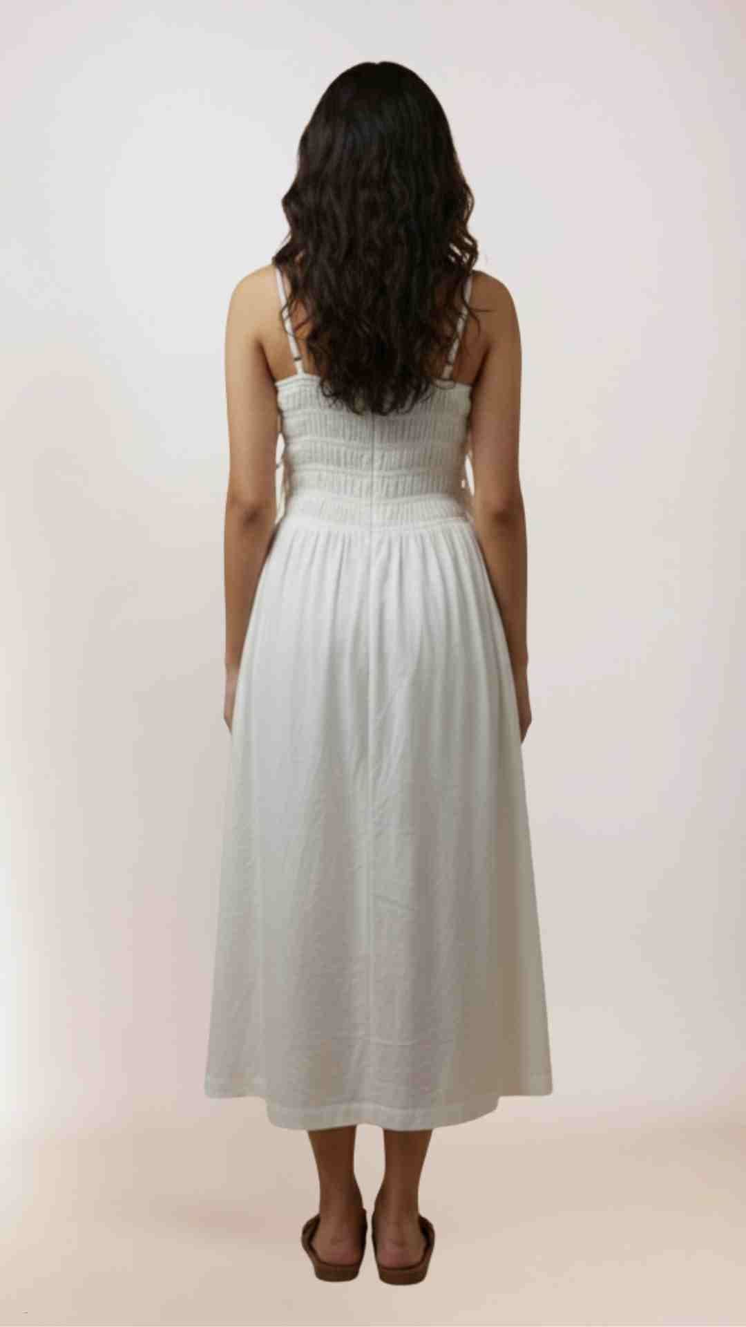 Juno Cotton Midi White Dress
