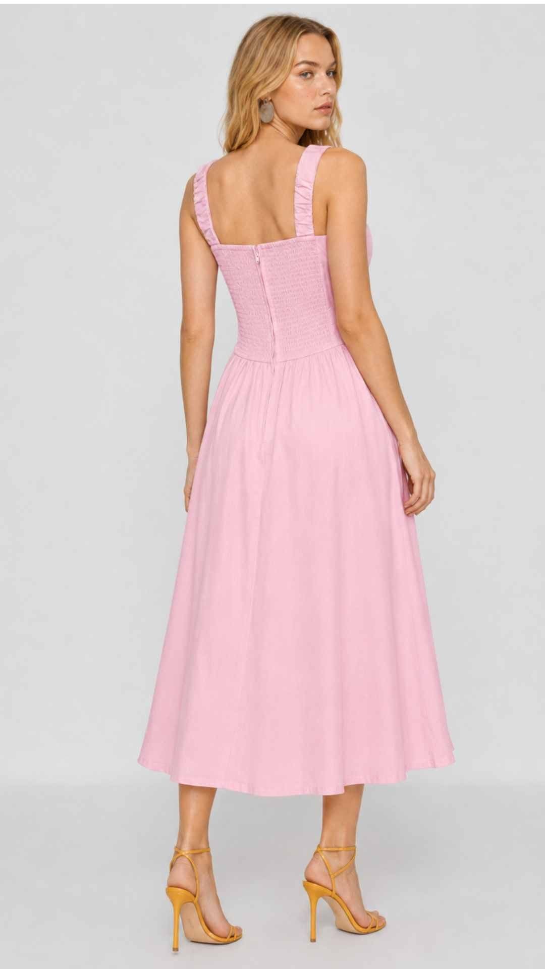 Akari Pink Midi Blush Pink Dress