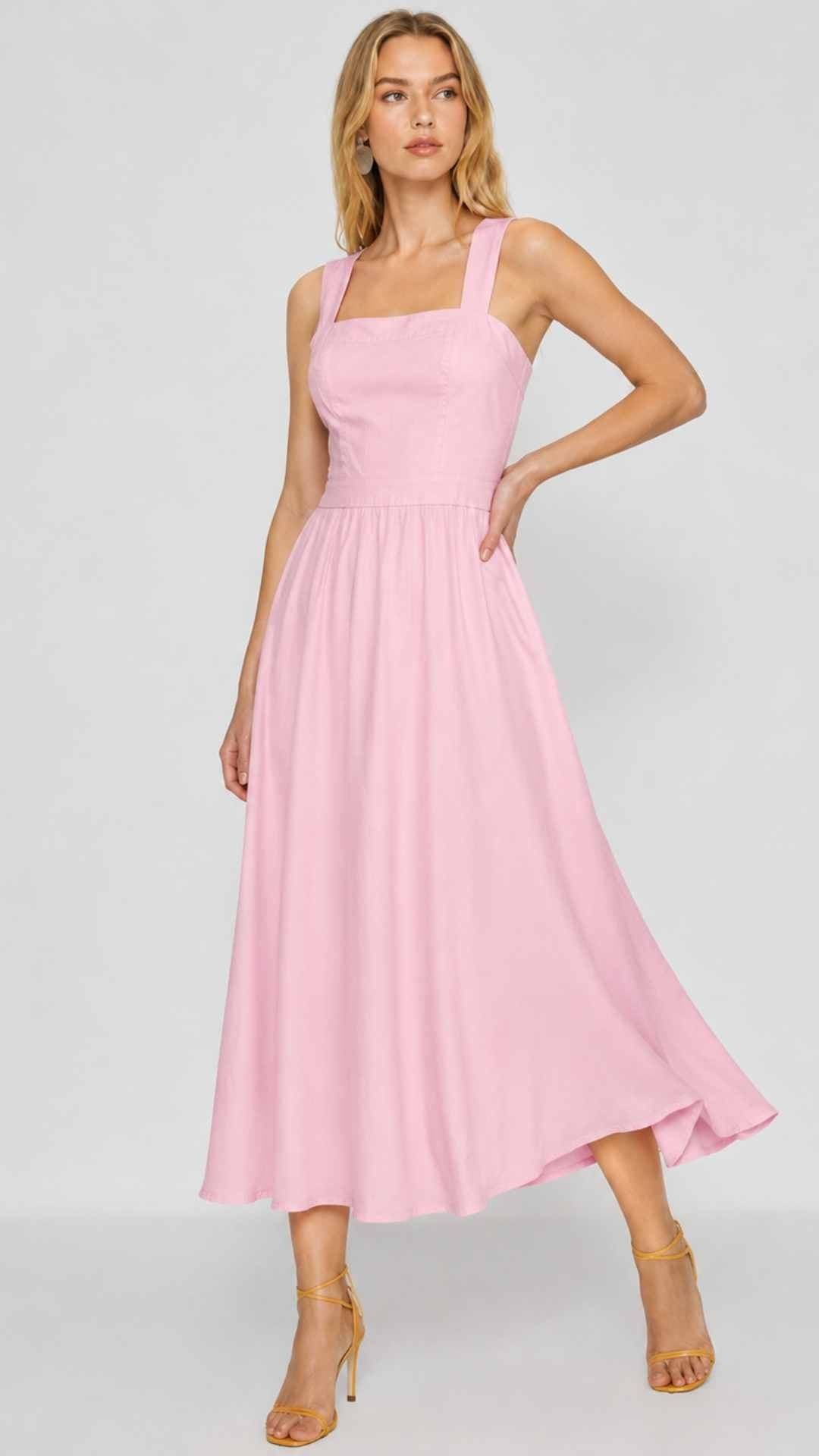 Akari Pink Midi Blush Pink Dress