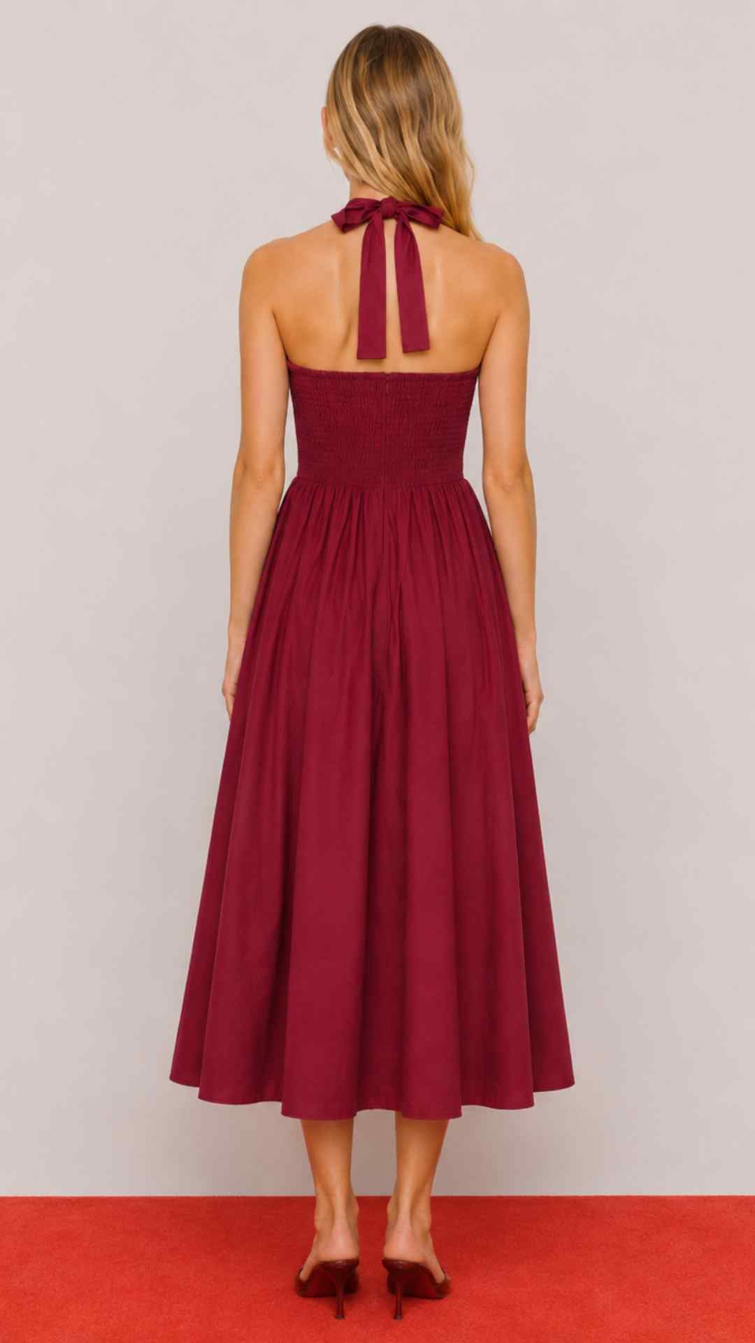 Cosima Midi Halterneck Red Dress