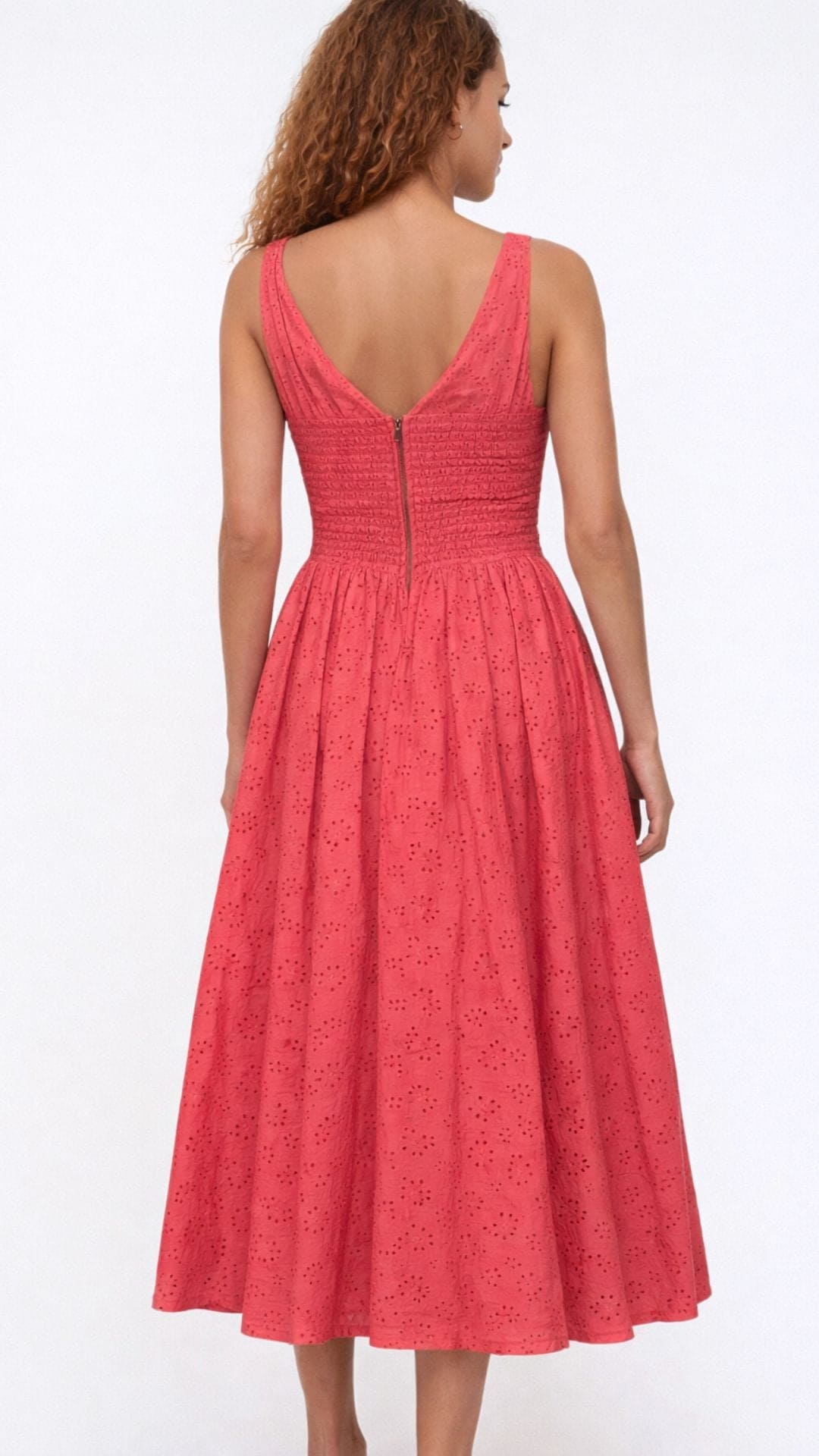 Lysandra Midi Broderie Anglaise Red Dress
