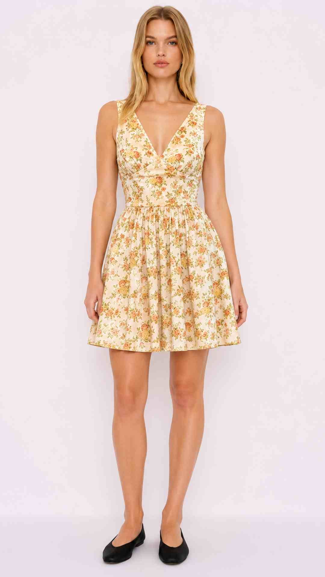 white with yellow flowers dress Irisa Vintage Floral Mini Dress