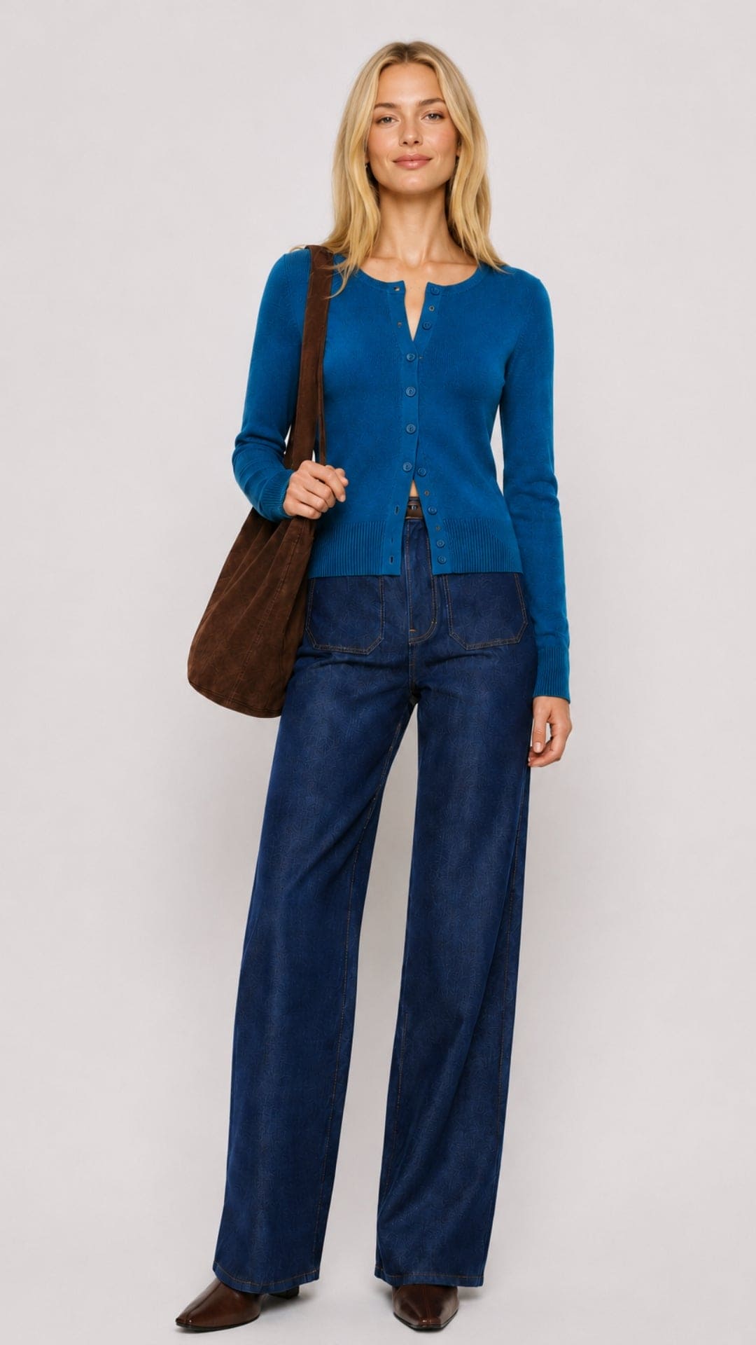 Clare 9 Button Blue Cardi