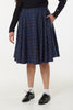 Sophie Navy and Brown Woollen Check Tartan Midi Swing Skirt