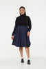 Sophie Navy and Brown Woollen Check Tartan Midi Swing Skirt