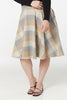 Sophie Beige Woollen Check Tartan Midi Swing Skirt