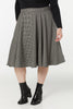 Sophie Houndstooth Woollen Check Tartan Midi Swing Skirt