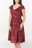 Teagan V Neck, Midi Floral Fit&Flare Dress in Cotton Sateen