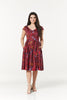 Teagan V Neck, Midi Floral Fit&Flare Dress in Cotton Sateen