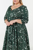 Tova Fit&Flare 3/4 Sleeves Midi Swing Dress in Cotton Sateen