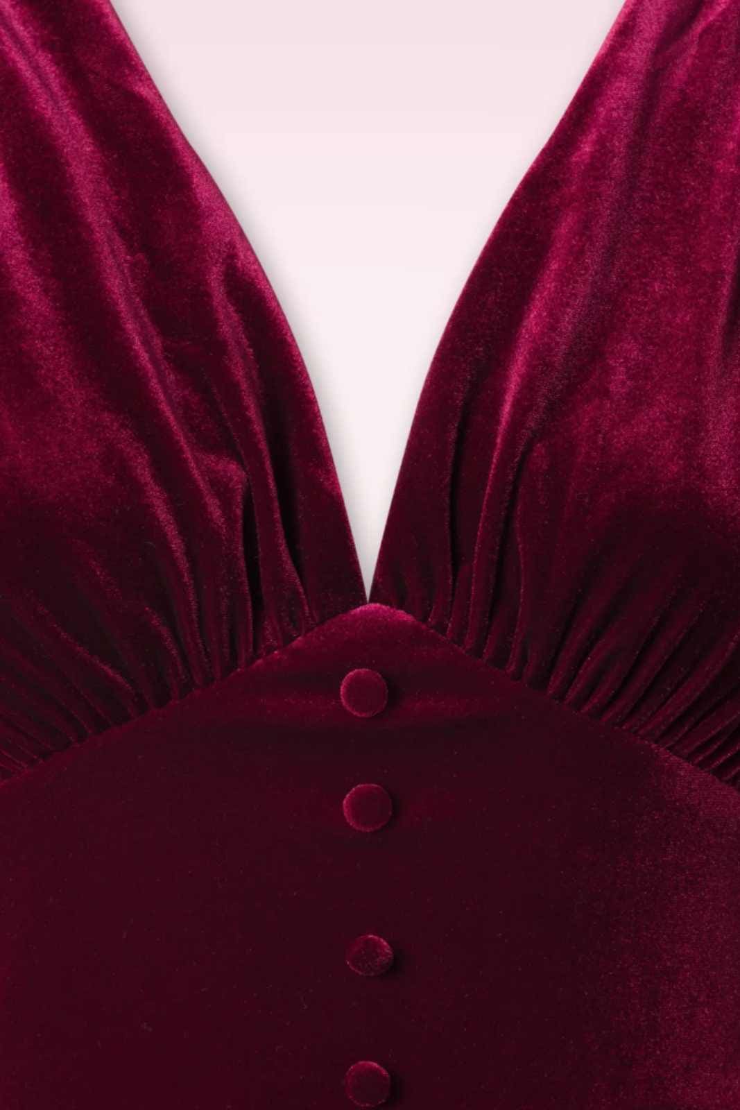 Pre Order: Balia Burgandy Velvet Midi Dress