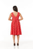 Hazel Red & White Floral Bow Detail Dress - Timeless London
