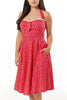Kimberley Red & White Floral Halterneck Swing Dress - Timeless London