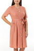 Ophelia Peach Button Up Midi Dress - Timeless London