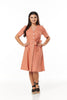 Ophelia Peach Button Up Midi Dress - Timeless London