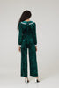 Pixie Festive Wide Leg Velvet Jumpsuit in Green