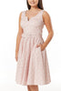 Tina White & Pink Leaves Belted Sleeveless Dress - Timeless London