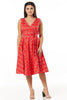 Hazel Red & White Floral Bow Detail Dress - Timeless London