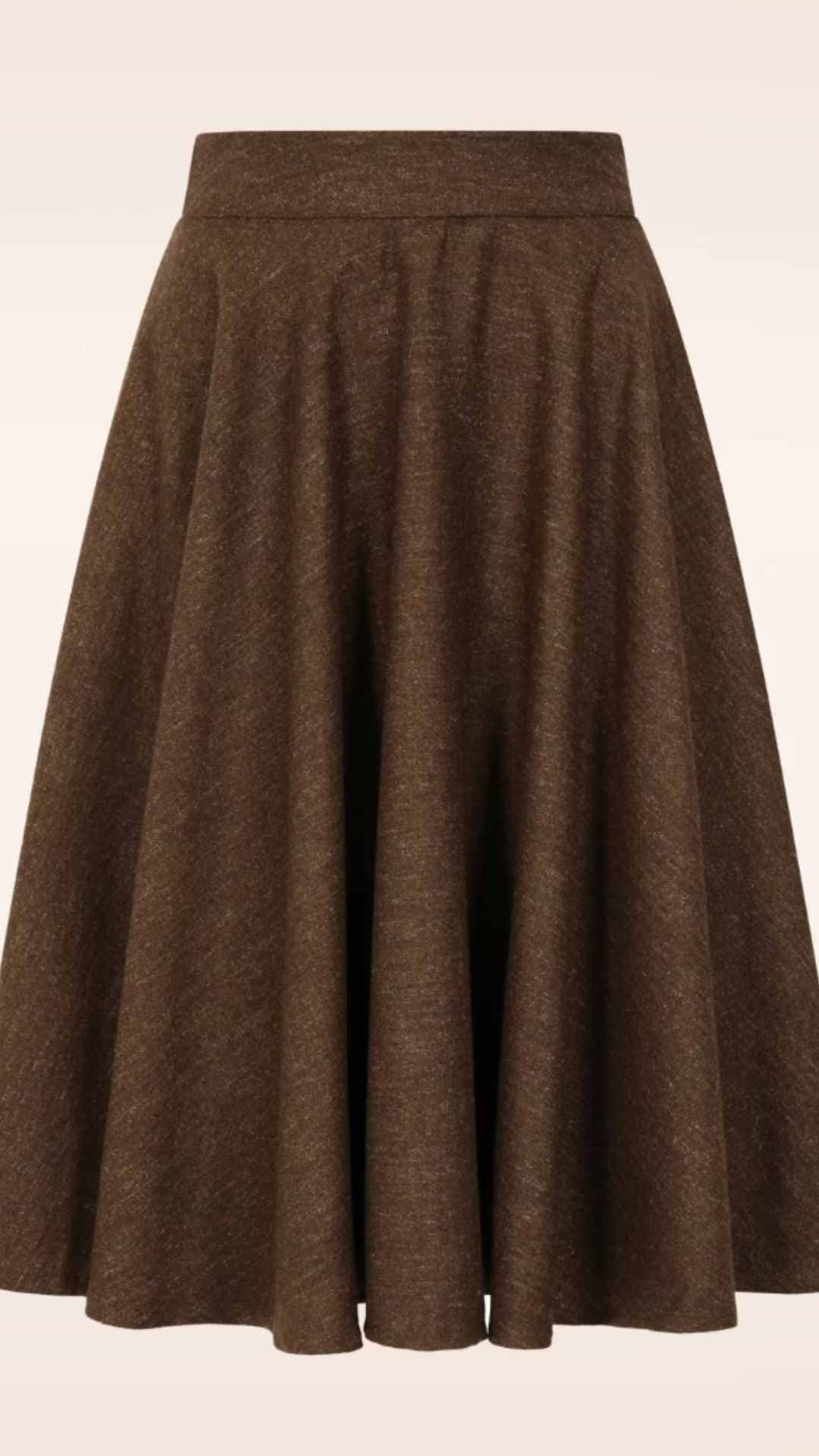 Sophie Chocolate Woollen Midi Swing Skirt