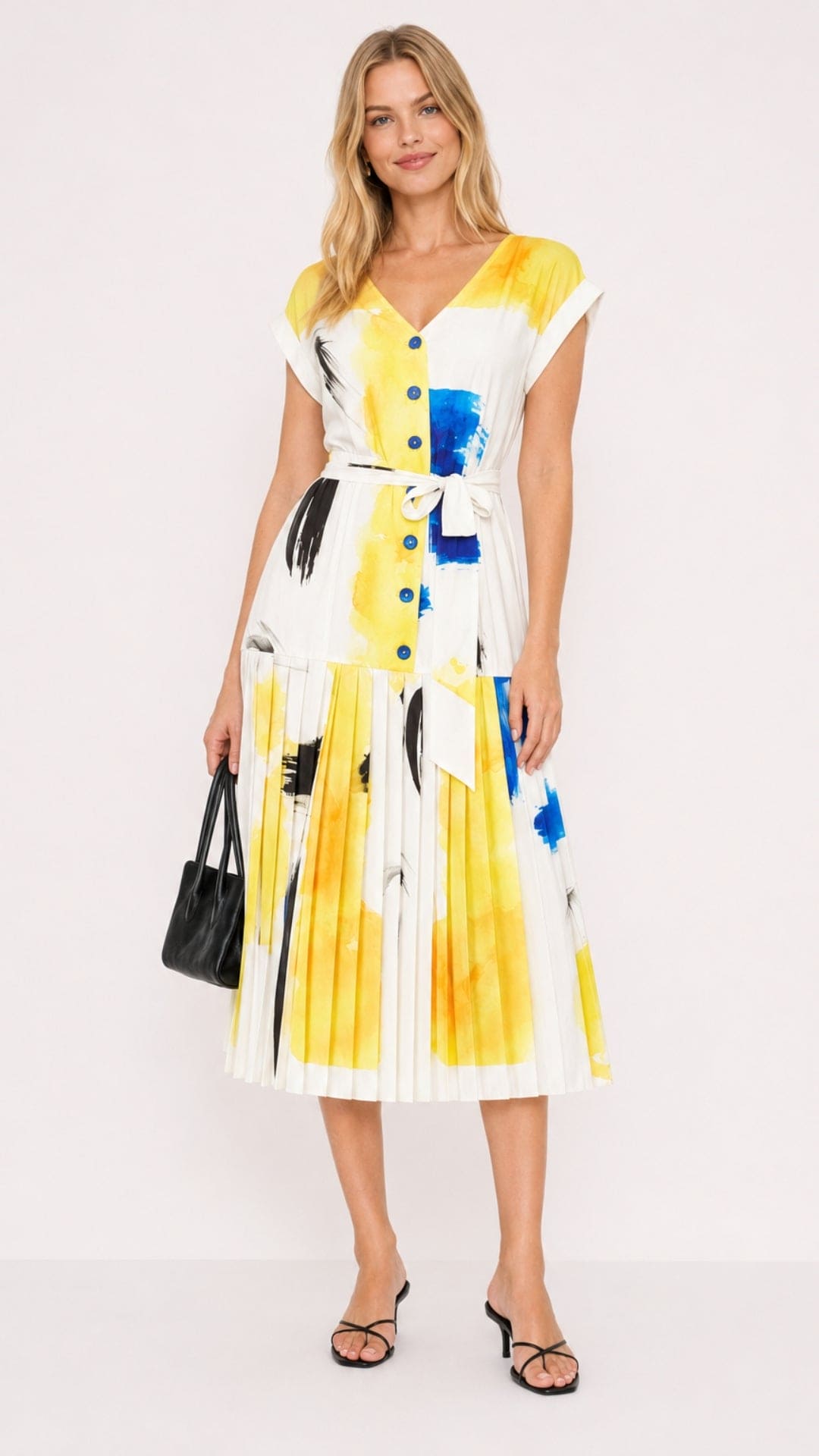 Sevi Midi Dress with pleated skirt