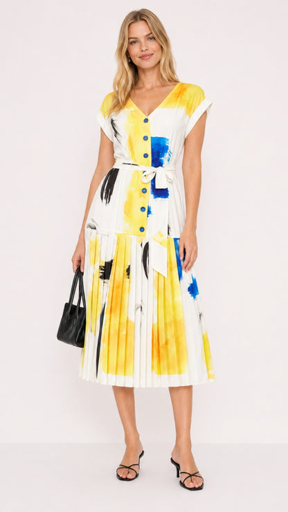 Sevi Midi Dress with pleated skirt