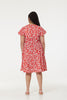 Marlow Red and White Floral Midi Dress