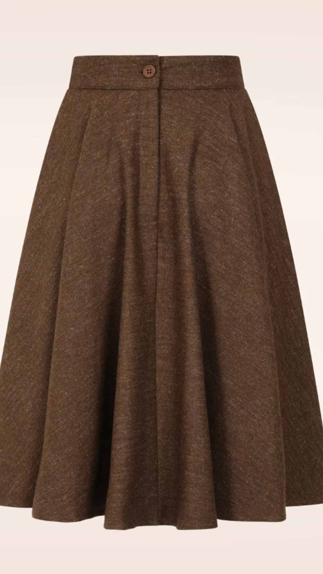 Sophie Chocolate Woollen Midi Swing Skirt