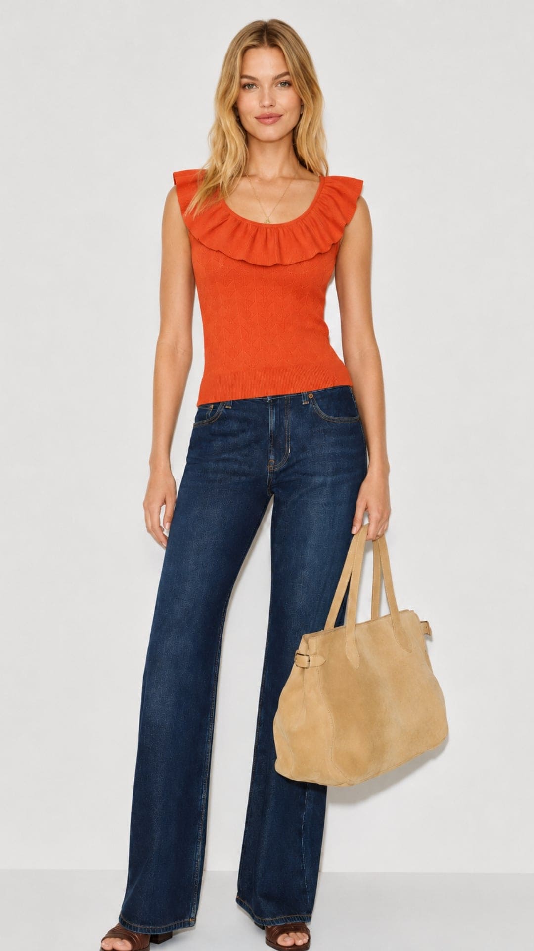 Simone Orange Knitted Top