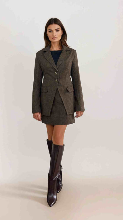 Aarna Chocolate Woollen Blazer