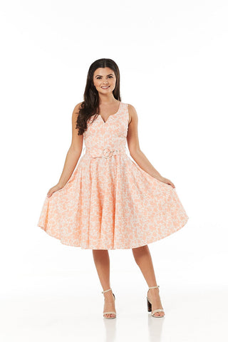 Alora Fit and Flare Cotton Floral Midi Swing Dress