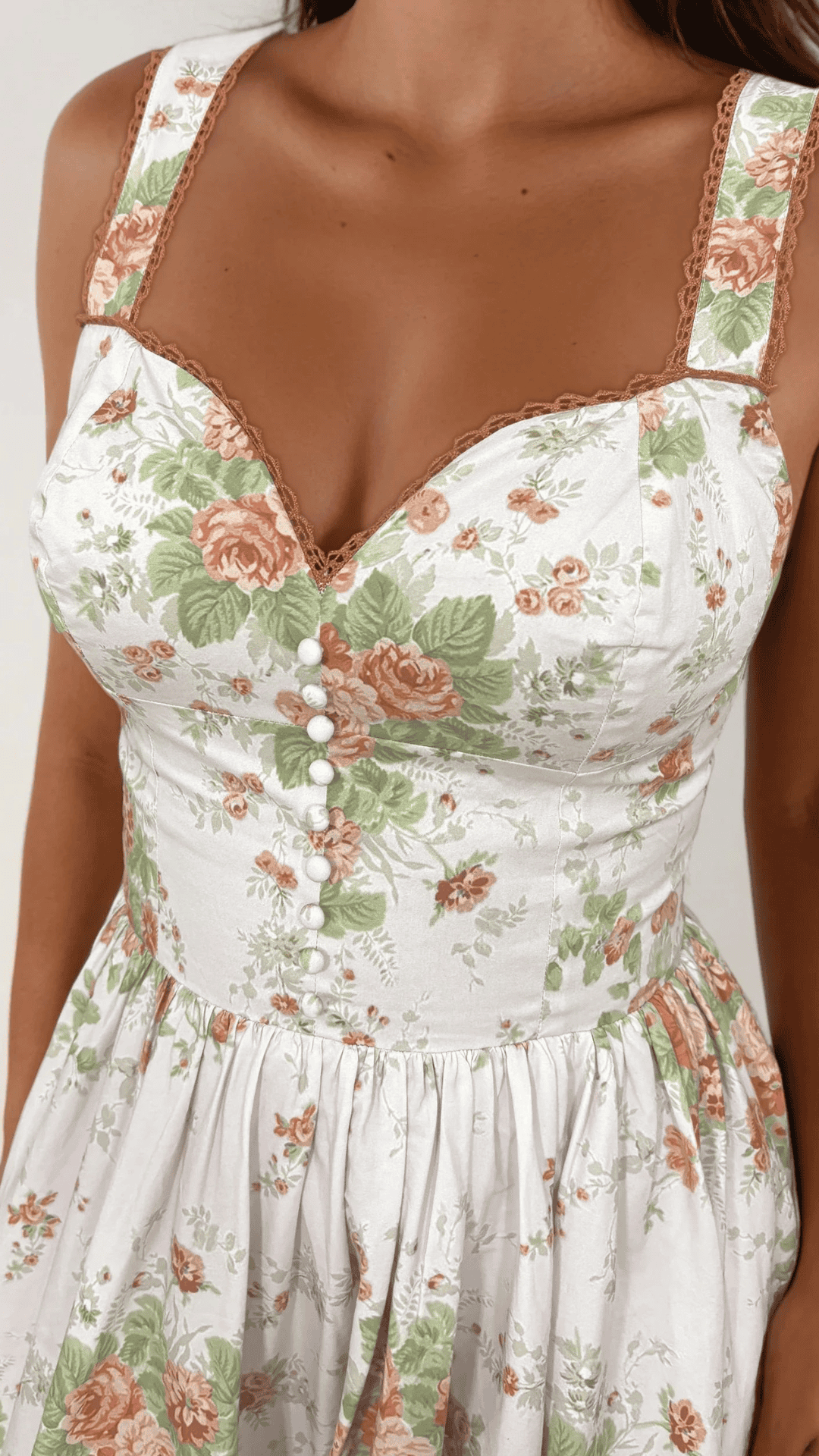 Bryson Pink Printed Sweetheart Neck Corset Midi Swing Dress