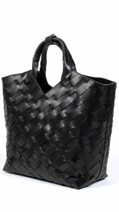 Cabas Black Calf Leather Bag