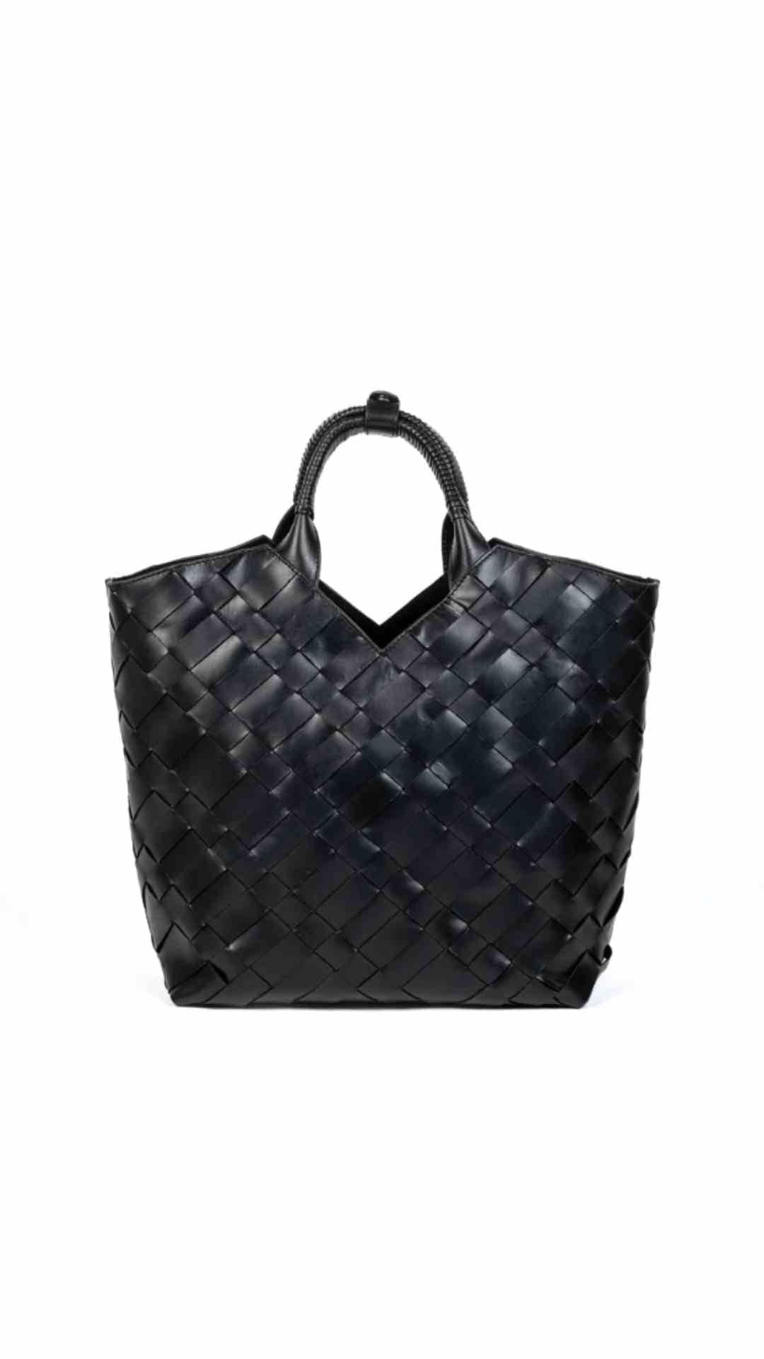 Cabas Black Calf Leather Bag